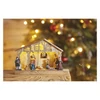 Kép 7/8 - LED karácsonyi betlehem, fa, 19 cm, 3x AA, beltéri, meleg fehér, időzítő