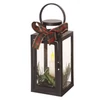 Kép 2/7 - LED dekoráció – karácsonyi lámpa gyertyával, fekete, 20 cm, 3x AAA, beltéri, vintage