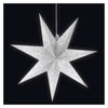 Kép 4/8 - LED papírcsillag, függeszthető, ezüst csillámporos középen, fehér, 60 cm, beltéri