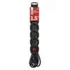 Kép 5/5 - Hosszabbító 1,5 m / 5 aljzat / kapcsolós / fekete / PVC / 1,5 mm2