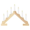 Kép 1/8 - LED gyertyatartó, fa, 29 cm, 2x AA, beltéri, meleg fehér, időzítő