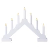 Kép 1/8 - LED gyertyatartó, fa, fehér, 29 cm, 2x AA, beltéri, meleg fehér, időzítő