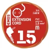 Kép 5/5 - Hosszabbító 15 m / 1 aljzat / narancssárga / PVC / 250 V / 1,5 mm2