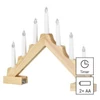 Kép 3/8 - LED gyertyatartó, fa, 29 cm, 2x AA, beltéri, meleg fehér, időzítő
