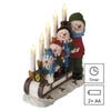 Kép 3/8 - LED gyertyatartó – hóemberek szánon, 24 cm, 2x AA, beltéri, meleg fehér, időzítő