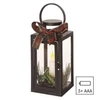 Kép 3/7 - LED dekoráció – karácsonyi lámpa gyertyával, fekete, 20 cm, 3x AAA, beltéri, vintage