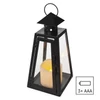 Kép 3/8 - LED fekete, szögletes lámpás, 26,5 cm, 3x AAA, beltéri, vintage