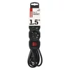 Kép 5/5 - Hosszabbító 1,5 m / 3 aljzat / kapcsolós / fekete / PVC / 1 mm2