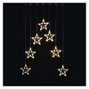 Kép 5/8 - LED karácsonyi fényfüggöny – 7 csillag, 67x125cm, kültéri és beltéri, meleg fehér