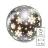 Kép 5/11 - LED karácsonyi üveggömb – hópelyhek, 12 cm, 3x AA, beltéri, meleg fehér, időzítő