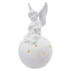 Kép 1/10 - LED kerámia angyal, 29 cm, 2x AA, meleg fehér, időzítő