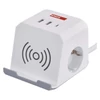Kép 1/13 - Hosszabbító - kocka 2 m / 2 aljzat / fehér / 2×USB-A+1×USB-C+Qi / 1,5 mm2