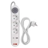 Kép 3/15 - Hosszabbító 2 m / 3 aljzat / kapcsolós / fehér / 1× USB-A + 1× USB-C  / 1,5 mm2