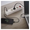 Kép 8/9 - Hosszabbító 2 m / 3 aljzat / kapcsolós / fehér / 1× USB-A + 1× USB-C  / 1,5 mm2