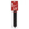 Kép 3/15 - Hosszabbító kábel 1,5 m/3 aljzat/kapcsoló/asztalra szerelhető/USB/fekete/PVC/1,5 mm2 