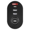 Kép 11/15 - Hosszabbító kábel 1,5 m/3 aljzat/kapcsoló/asztalra szerelhető/USB/fekete/PVC/1,5 mm2 