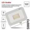 Kép 10/43 - LED reflektor SIMPO 20W, fehér, IP65, 2000 lm, természetes fehér