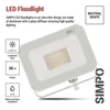 Kép 11/43 - LED reflektor SIMPO 20W, fehér, IP65, 2000 lm, természetes fehér