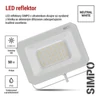 Kép 13/43 - LED reflektor SIMPO 50W, fehér, IP65, 5000 lm, természetes fehér