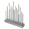 Kép 1/11 - LED gyertyatartó, ezüst, 28,5 cm, 3x AA, beltéri, meleg fehér, időzítő