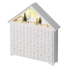 Kép 1/9 - LED adventi naptár, fa, 35x33 cm, 2x AA, beltéri, meleg fehér, időzítő