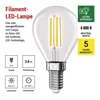 Kép 7/31 - LED izzó Filament Mini Globe  A CLASS/ E14 / 3,8 W (60 W) / 806 lm / Természetes fehér