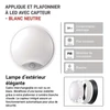 Kép 9/47 - EMOS LED mennyezeti lámpa ZURI 14W 1100lm IP54 PIR érzékelővel természetes fehér