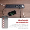 Kép 8/23 - GoSmart hosszabbító 2 m / 4 aljzat / kapcsolós / USB / fehér-fekete / PVC / 1,5 mm2