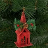 Kép 1/3 - Karácsonyi glitteres templom akasztóval - 16 x 6,5 cm - piros