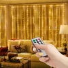 Kép 1/4 - Fényfüggöny - 300 db melegfehér microLED-del - 3 x 3 m - 230V - távirányítós