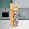 Kép 1/4 - Mágneses fűszertartó - bambusz eszköz szettel - 7 részes - 80 x 135 x 275 mm