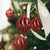 Kép 1/2 - Karácsonyfadísz szett - glitteres piros gömbdísz - 7 cm - 6 db / csomag