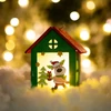 Kép 1/5 - Karácsonyi LED dekor házikó - melegfehér - fa - 2 féle - 7,5 x 9,5 x 5,5 cm - 12 db / display