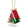 Kép 4/5 - Karácsonyi LED dekor házikó - melegfehér - fa - 2 féle - 6,9 x 8,9 x 6 cm - 12 db / display