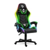 Kép 1/4 - RGB LED-es gamer szék - karfával, párnával - fekete / zöld