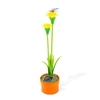 Kép 3/4 - Szolár színes virág - 8 x 8 x 32 cm - 10 melegfehér LED - sárga