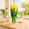 Kép 1/2 - Műnövény dekoráció - tulipán - sárga - 26 x 6,5 cm