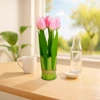 Kép 1/2 - Műnövény dekoráció - tulipán - rózsaszín - 26 x 6,5 cm