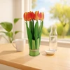 Kép 1/2 - Műnövény dekoráció - tulipán - narancssárga - 26 x 6,5 cm