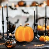 Kép 1/2 - Halloween-i tök dekoráció - 16,5 cm - narancssárga - habszivacs - glitteres