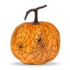 Kép 2/2 - Halloween-i tök dekoráció - 16,5 cm - narancs, pókhálós - habszivacs