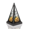 Kép 1/4 - Halloween-i LED lámpás - tök - melegfehér - fekete - 9,5 x 9,5 x 17 cm - 2 x AAA