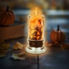 Kép 1/4 - Halloween-i LED gyertya dekoráció - denevér - narancs LED - 3 x LR1130 - 5 x 5 x 10 cm