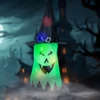 Kép 1/2 - Halloween-i LED dekor - szellem - zöld - 10 színes LED - akasztható - 2 x 2032 - 75 x 35 cm