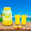 Kép 1/6 - Italadagoló csappal, műanyag pohárszettel - 3,8 l - citrom