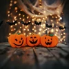 Kép 1/3 - Halloween-i tök dekoráció - 10 x 10 x 11 cm - 3 féle - 3 db / csomag