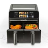 Kép 2/3 - Olaj nélküli fritőz - XXL - 230V - 2200W - dupla kosár, színes érintőkijelző - 4+4 L