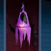 Kép 1/3 - Halloween-i világító dekoráció - szellem - lila - 10 színes LED - akasztható - 2 x 2032 - 75x20 cm