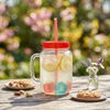 Kép 1/3 - Szívószálas pohár - piros - 4 db hűthető jégkockával, 550ml,  17 x 7.5 x 13.5 cm