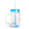 Kép 3/3 - Szívószálas pohár - kék - 4 db hűthető jégkockával, 550ml,  17 x 7.5 x 13.5 cm
